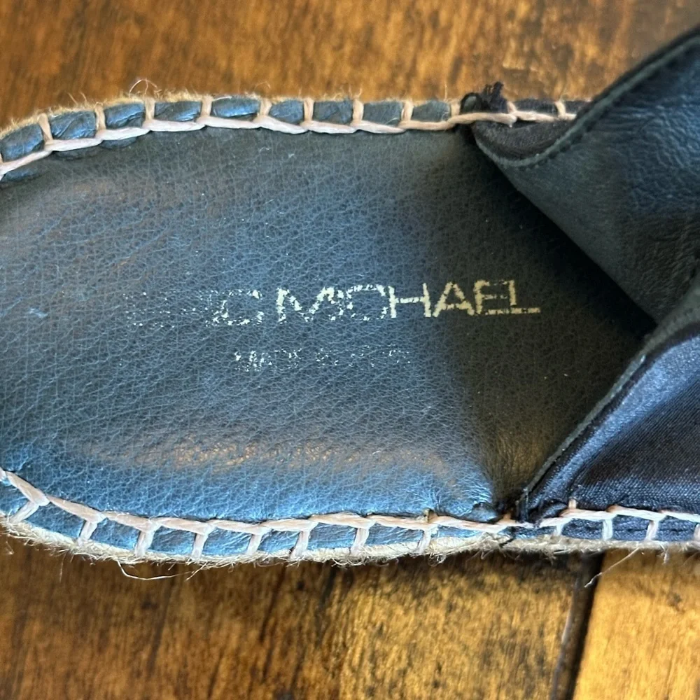 Eric Michael | Made in Spain Black Slingback Kitten Heel Espadrille Shoes